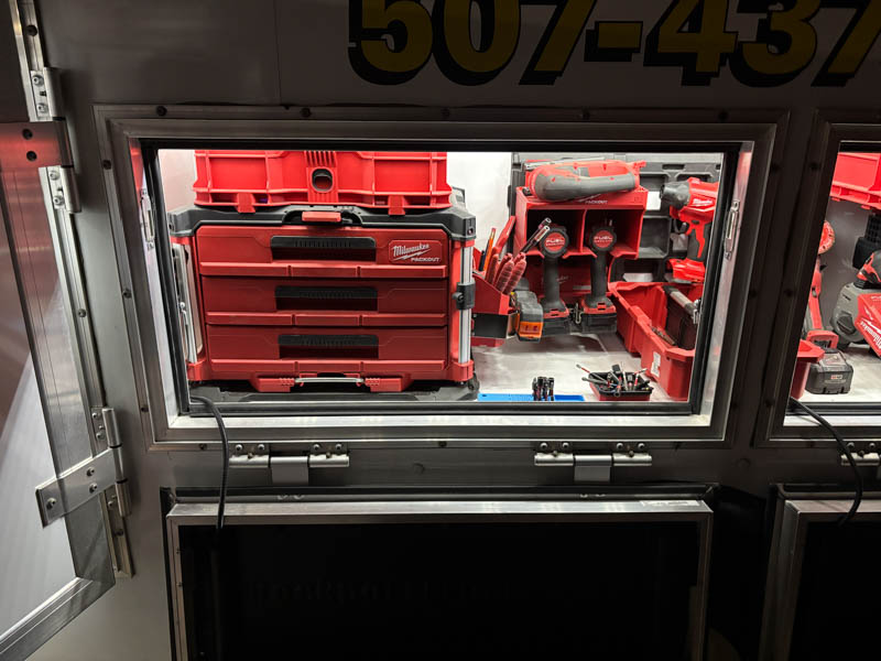 precision-signs-truck-tour-2 Precision Signs driver-side power tool storage left compartment