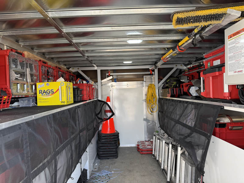 precision-signs-truck-tour-4 Interior workspace of the Precision Signs bucket truck